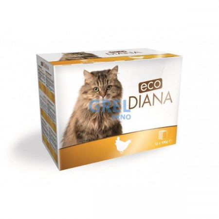 detail eco Diana Cat 12x100g kapsičky - Kuřecí kousky v omáčce