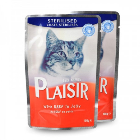 detail Plaisir cat kapsa sterilised hovězí 100g