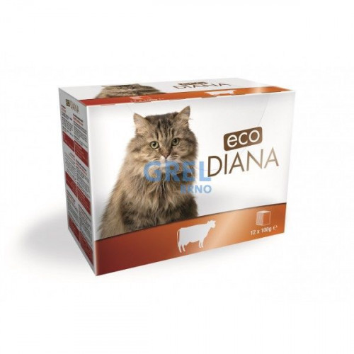 eco Diana Cat 12x100g kapsičky - Hovězí kousky v omáčce