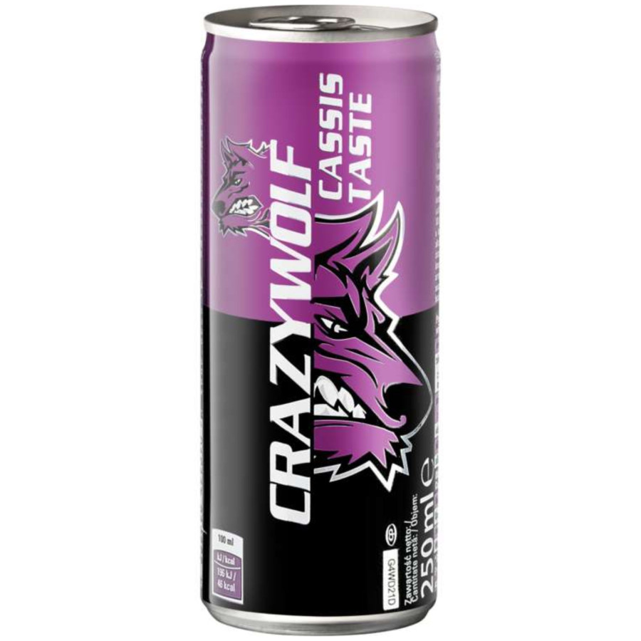 Crazy Wolf energy 0,25L plech Cassis fialový (24) Tham & Ha Plus