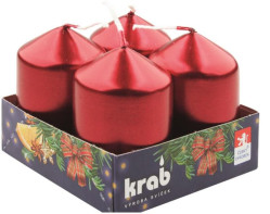 Krab svíčky na adventní věnce 4ks lakované - bordó