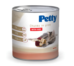 Petty konzerva pro kočky 830g s hovězím