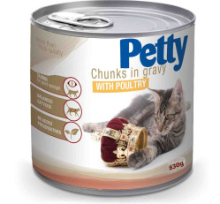 Petty konzerva pro kočky 830g s drůbežím