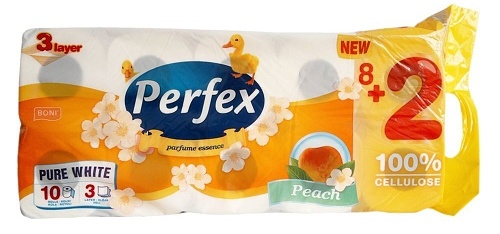 detail Perfex Toaletní papír 3vrstvý 10ks - Broskev (bal/8ks)