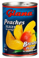 Giana broskev plátky ve sladkém nálevu 425ml