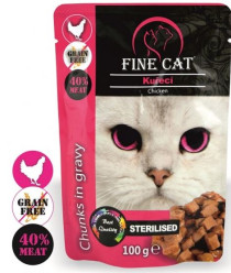 Fine cat kapsička 100g Sterilised Kuřecí v omáčce