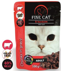 FINE CAT kapsička 100g Adult hovězí v omáčce (22)
