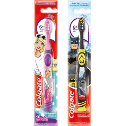 Colgate dětský zubní kartáček Batman a Barbie 6+ Soft (12ks)