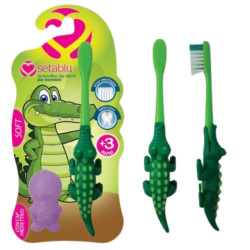 Dětský kartáček (Spazzolini) - Krokodýl s krytkou JEMNÝ (12)