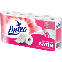 Linteo toaletní papír 3vrstvý 8rolí 15m bílý (bal/10ks)
