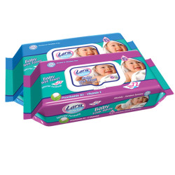 LARA vlhčené ubrousky 72ks s klipem Blue Lilac / Purple