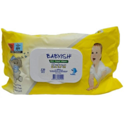 ESHOP Babyish Dětské vlhčené ubrousky s klipem 120ks Yellow (24)