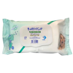 ESHOP Babyish Dětské vlhčené ubrousky s klipem 120ks Sensitive