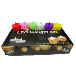 Svíčka na baterie LED čajové Heart Mix barev 3,7x4cm (24ks/bal) / Nen dien trái