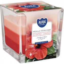 Bispol 3barevná svíčka ve skle 170g Hibiscus - White Sage (hop vuong)