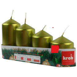 Golden D. svíčka adventní 4ks schody Metalic Olive Green (24)