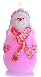 ESHOP - Bartek svíčka 250g Xmas Snowman LED diod svíčka130 bílý+červený