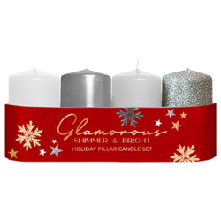 Bartek adventní svíčky Glamorous 4ks 40x70 Stříbro Mix (26)