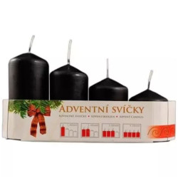 Bartek adventní svíčky Glamorous 4ks schody 40/55-70-85-100 Black Mix (12)