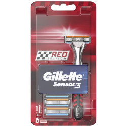 Gillette Sensor3 Strojek + 6 hlavic Red Edition