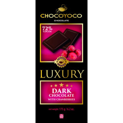 Chocoyoco Luxury Hořká čokoláda 72% brusinka 175g (14)