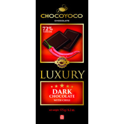 Chocoyoco Luxury Hořká čokoláda 72% s čili vločkami 175g (14)