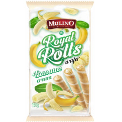 Mulino Royal Rolls wafer 150g trubičky oplátkové Banana cream (16)