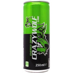 Crazy Wolf energy 0,25L plech Lime zelený (24)