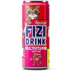 FIZI Drink limonáda 250ml plech Multivitamin Red Fruit (24)