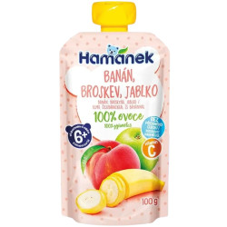 Hamánek 100% ovocná kapsička 100g Banán, Broskev, Jablko (8)