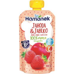 Hamánek 100% ovocná kapsička 100g Jahoda, Jablko (8)