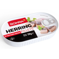 SOKRA 170g Sleďové filety v rajčatové omáčce (16)