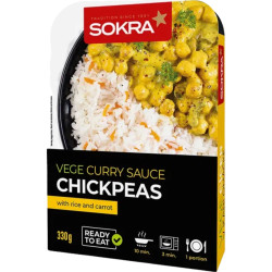 Sokra Vege cizrna v kari omáčce s vařenou rýží a mrkví 330g (8)