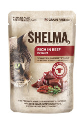 Shelma GF NMkapsa kočka 85g hovězí/rajče/bylinky