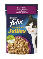 Felix sensation kapsička 85g Adult Jellies s kachnou v želé se špenátem
