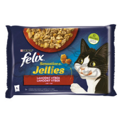 Felix sensations Jellies kapsička 4x85g hovězí+rajče/kuře+mrkev v