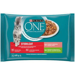 Purina One kapsička (4x85g) STERILCAT losos s mrkví + krůta a zelené fazolky