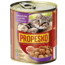 Propesko kousky kočka 830g s hovězím a játry v omáčce (6)