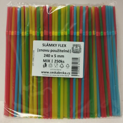 Slámky (Brčko) Flexibilní mix 230 x 5mm 250ks