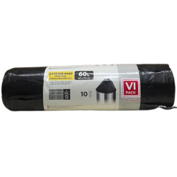 VI Pack pytle na odpadky zatahovací 60L 60x70cm 10ks Černý/có day rút (30)