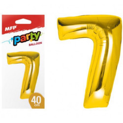 Balónek č. 7 nafukovací fóliový 40cm - zlatý MFP (bal/12ks)