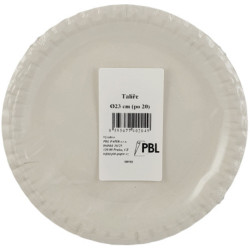 Papírový talíř 23cm bílé 20ks