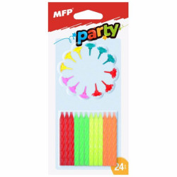 Dortové svíčky 24ks + držák 12ks NEON (24)