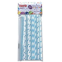 Toro Party Brčka papírová 19,7cm 25ks modrá (Ong hut nuoc)