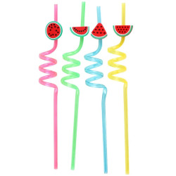 Toro Party plastová brčka pro opakované použití 4ks meloun