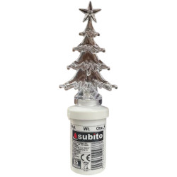 ESHOP - Svíčka na baterie SUBITO Stromeček bílý/bílý 2R6 (12) / Nen dien