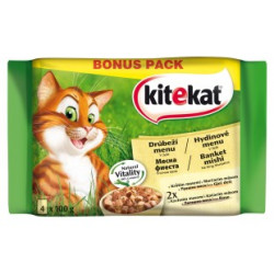 Kitecat kapsy pro kočky drůbeží menu ve šťávě pack 4x100g