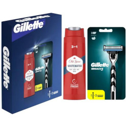 Kazeta 3ks - Gillette (strojek + 2ks náhradní + oldspice spr.gel 250ml Whitewate