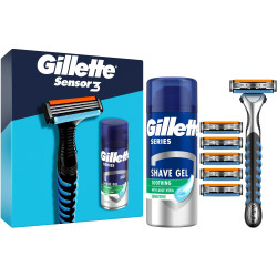 Kazeta 3ks - Gillette Sensor3 (strojek + 6ks náhradní + series gel 75ml)