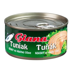 GIANA tuňák kousky 185g / 170g EO ve vlastní šťávě